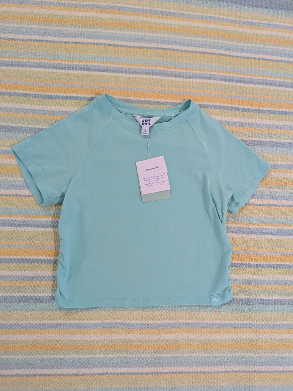 ⭐ NEW NWT Turquoise Joy Lab Cropped Fit tee size Small